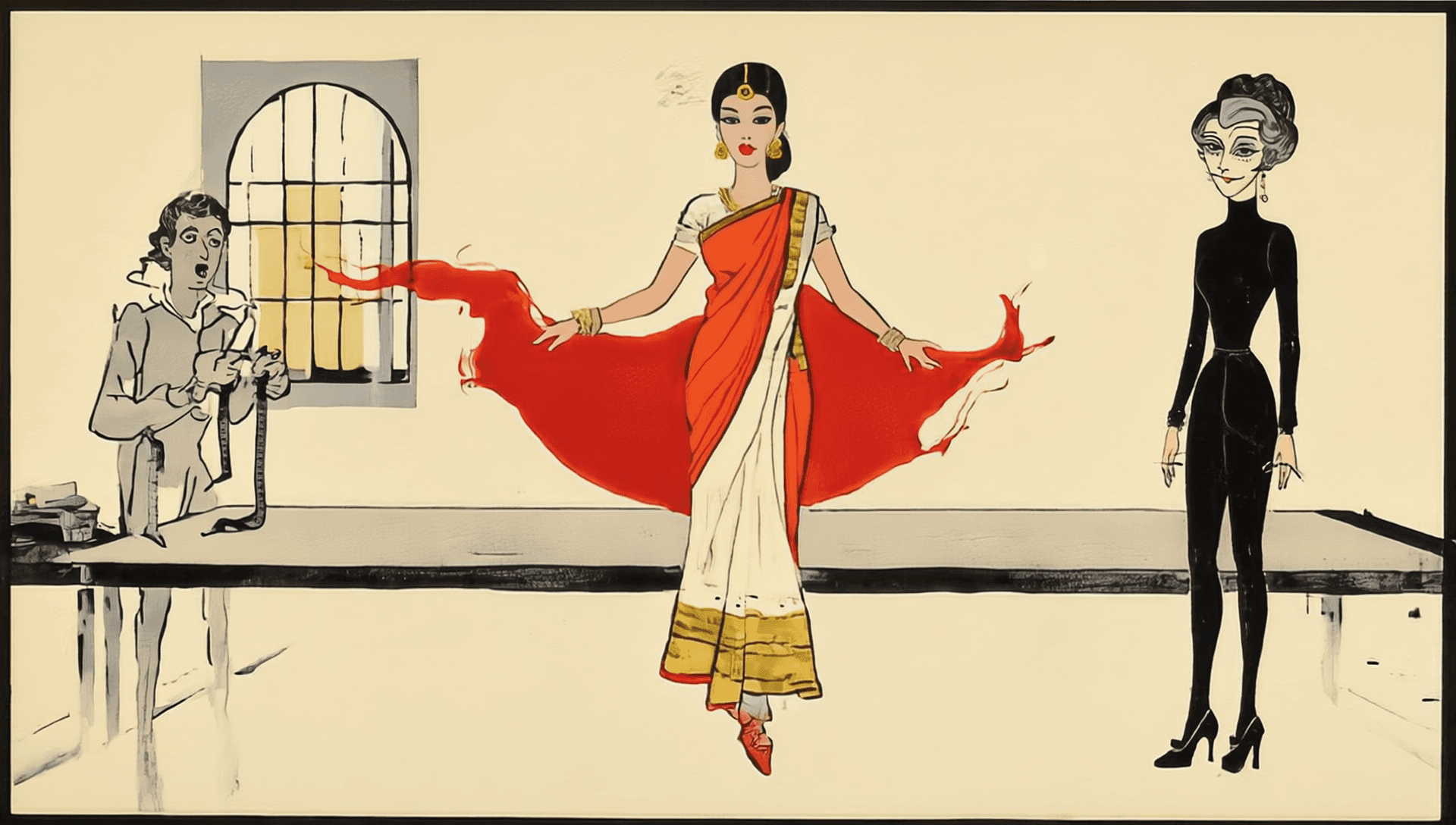 One red stroke of a gown